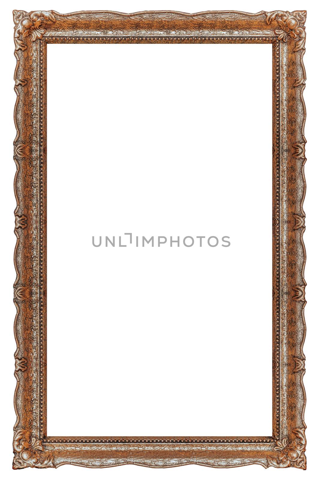 Verry Big Old Gold picture frame, isolated on white - extra large file and quality - 90mpx