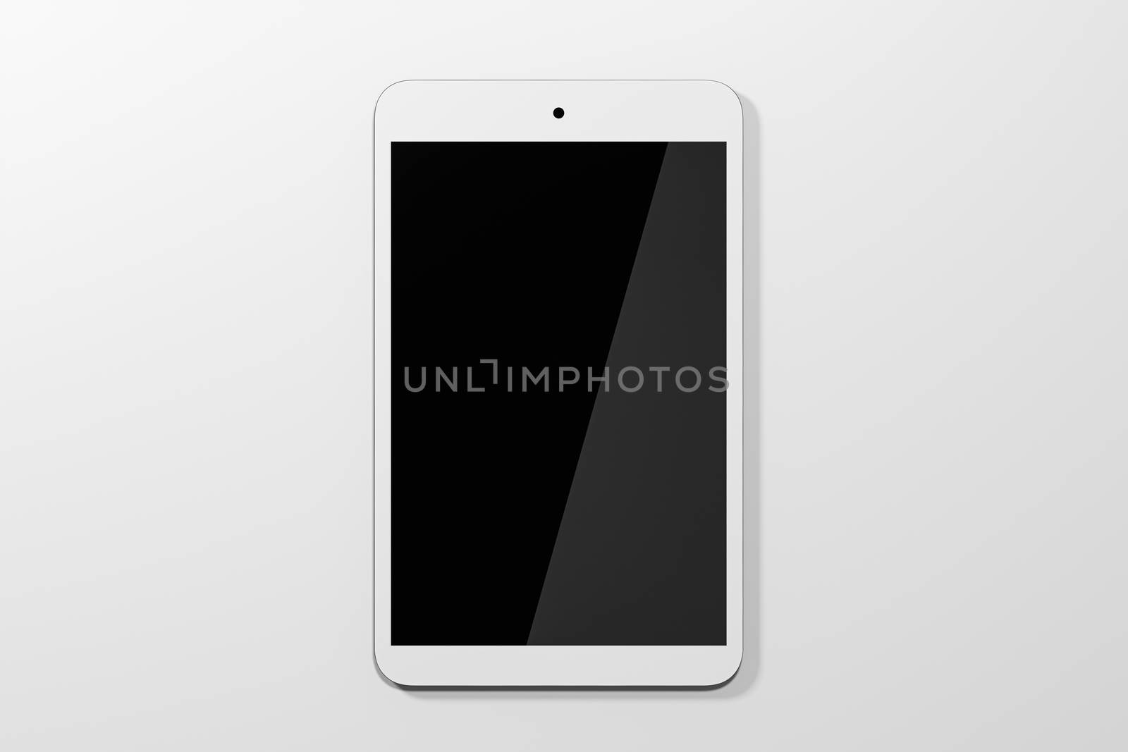 Empty tablet computer screen with white background, 3d rendering. by vinkfan
