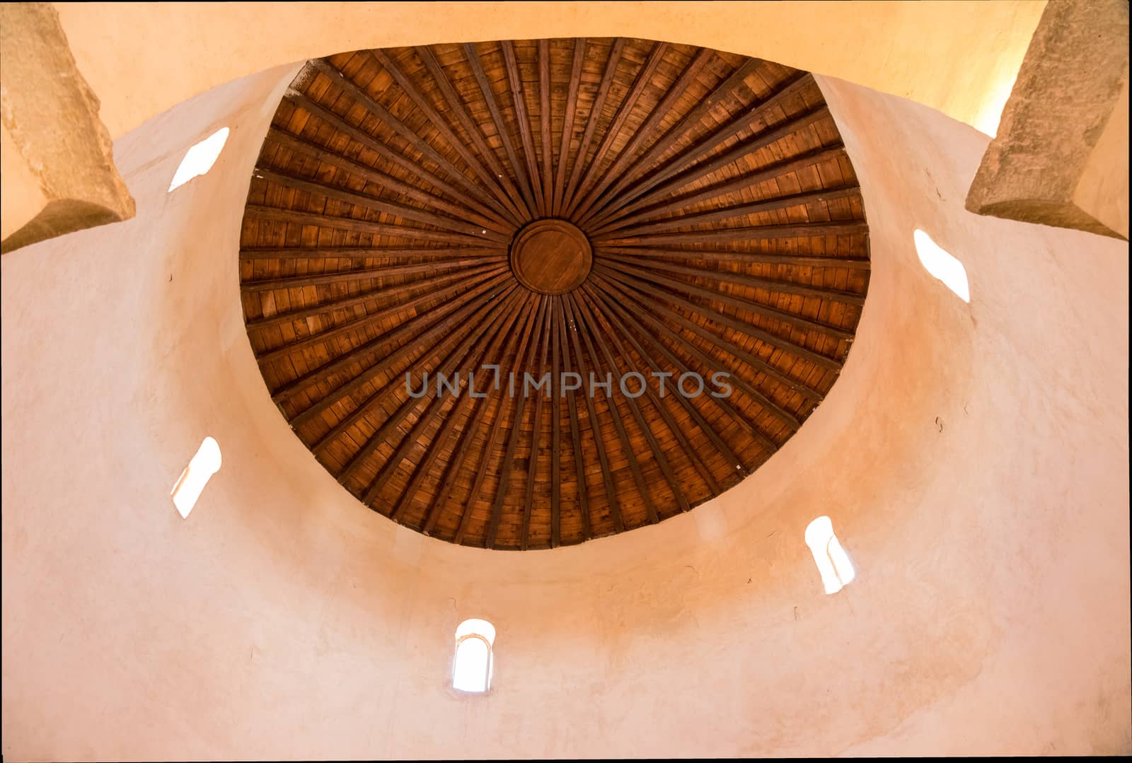 Wooden roof of interior of St Donatus's church in the ancient old town of Zadar in Croatia