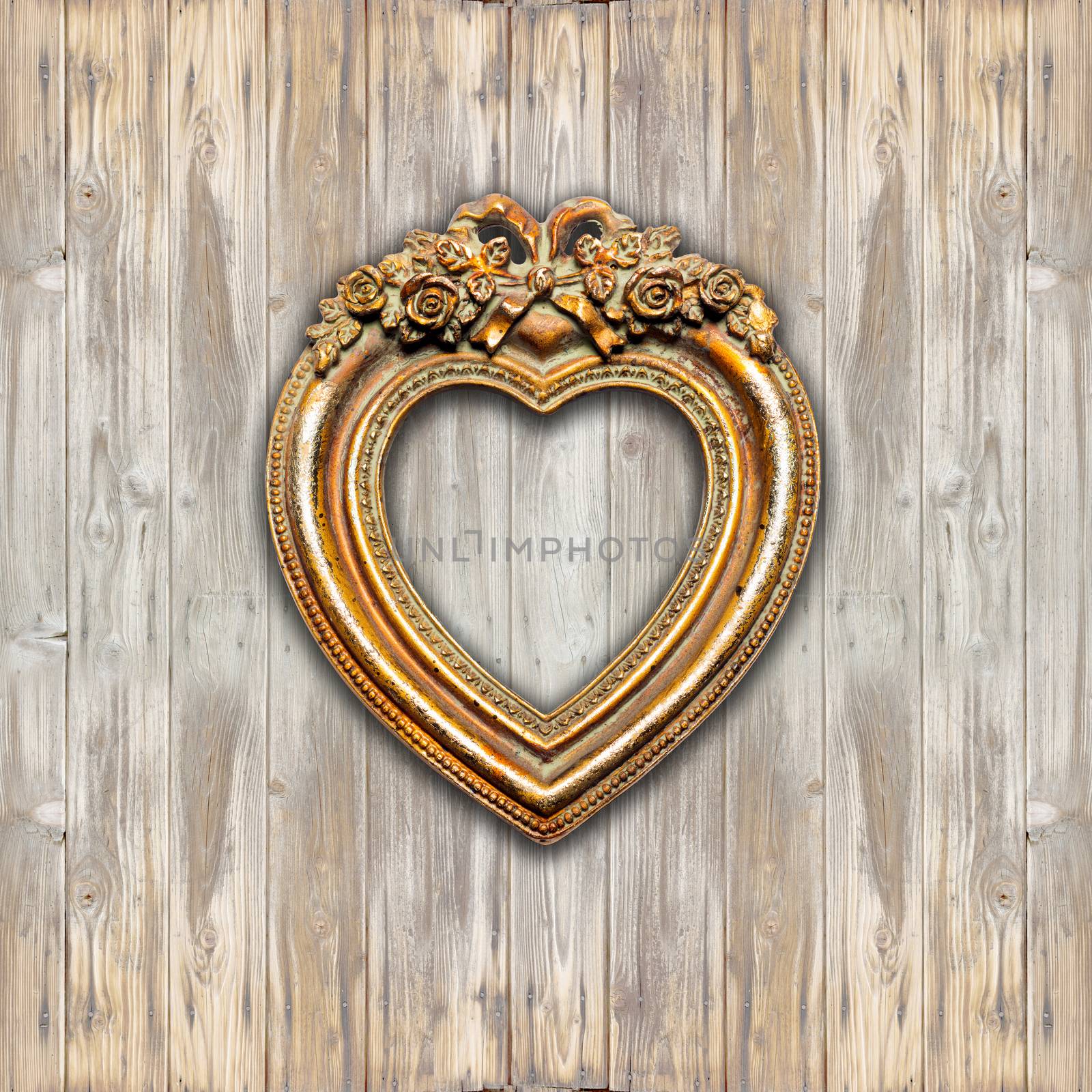 Big Retro Gold Heart Shape Picture Frame mockup by adamr