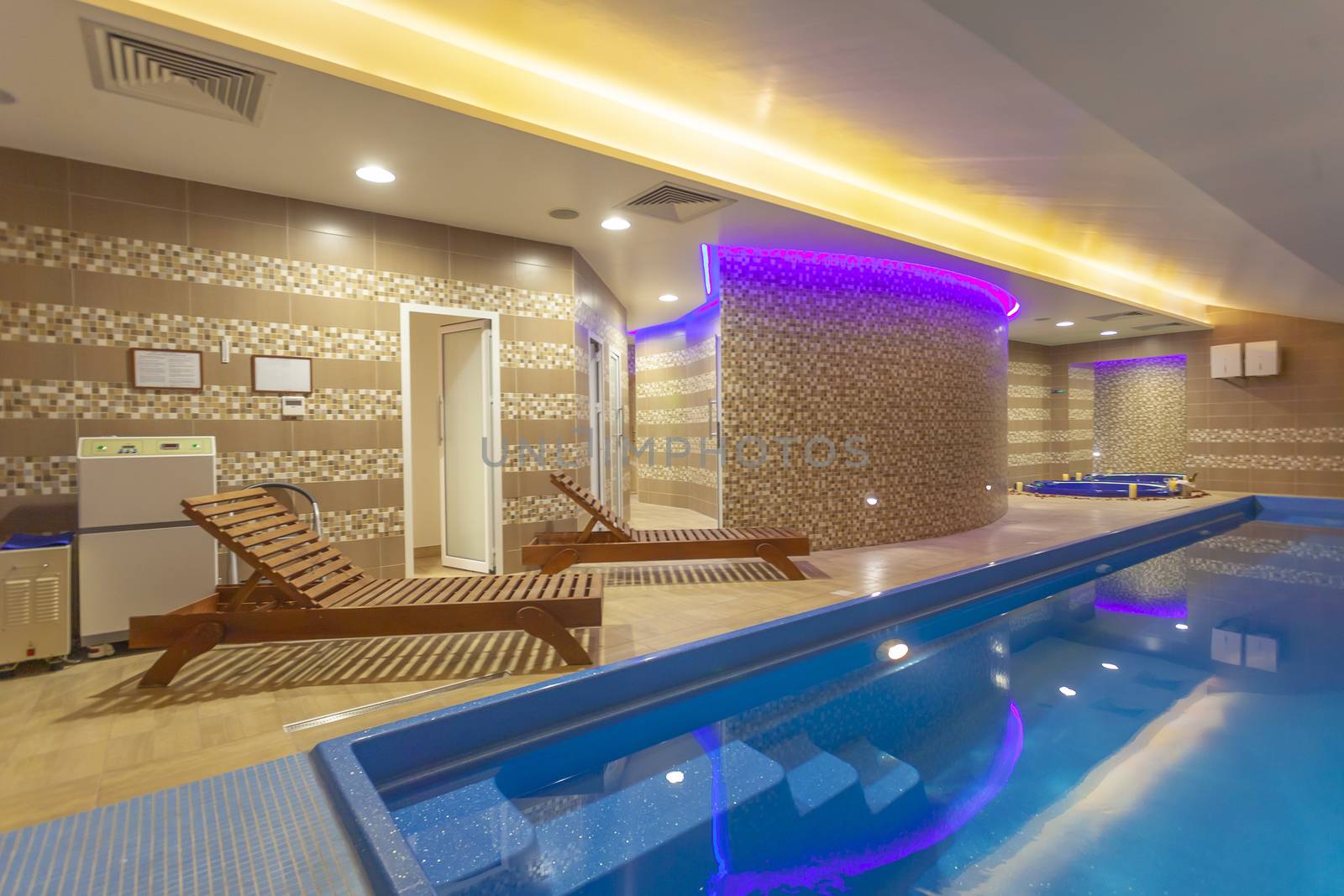 Indoor Pool and Tub in Modern Luxuty Spa Center by adamr