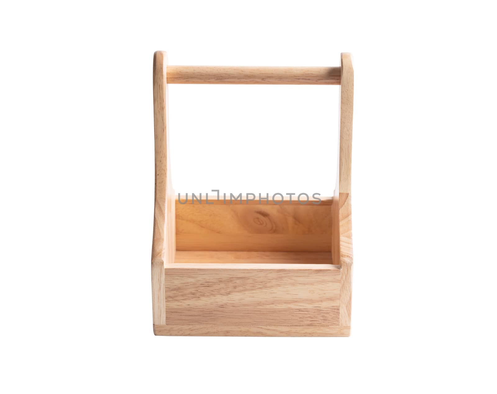 Empty wooden basket isolated on the white background with clipping paths