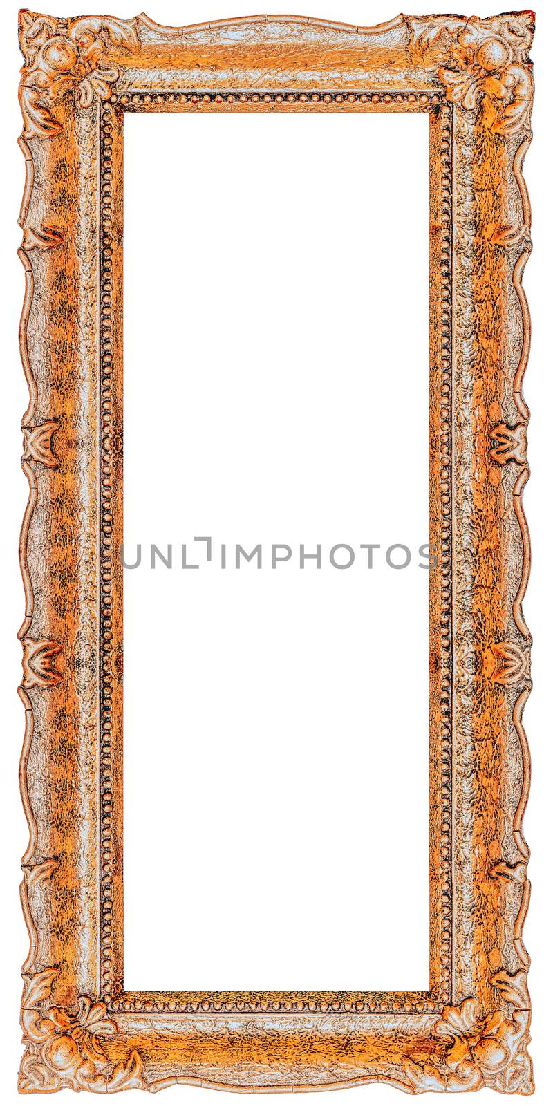 Verry Wide Vertical Big Old Picture Frame With Empty Copy Space - Stock image - design element - 40mpx