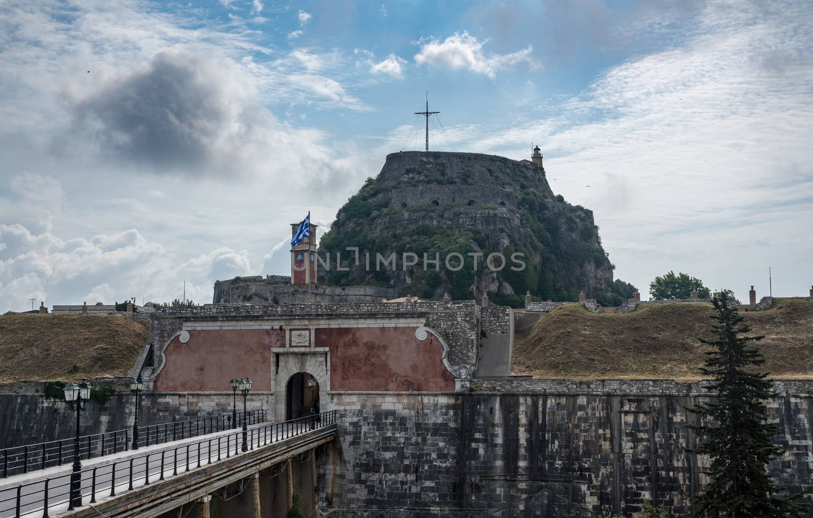 Entrance bridge into the Old Fortress in the town of Corfu