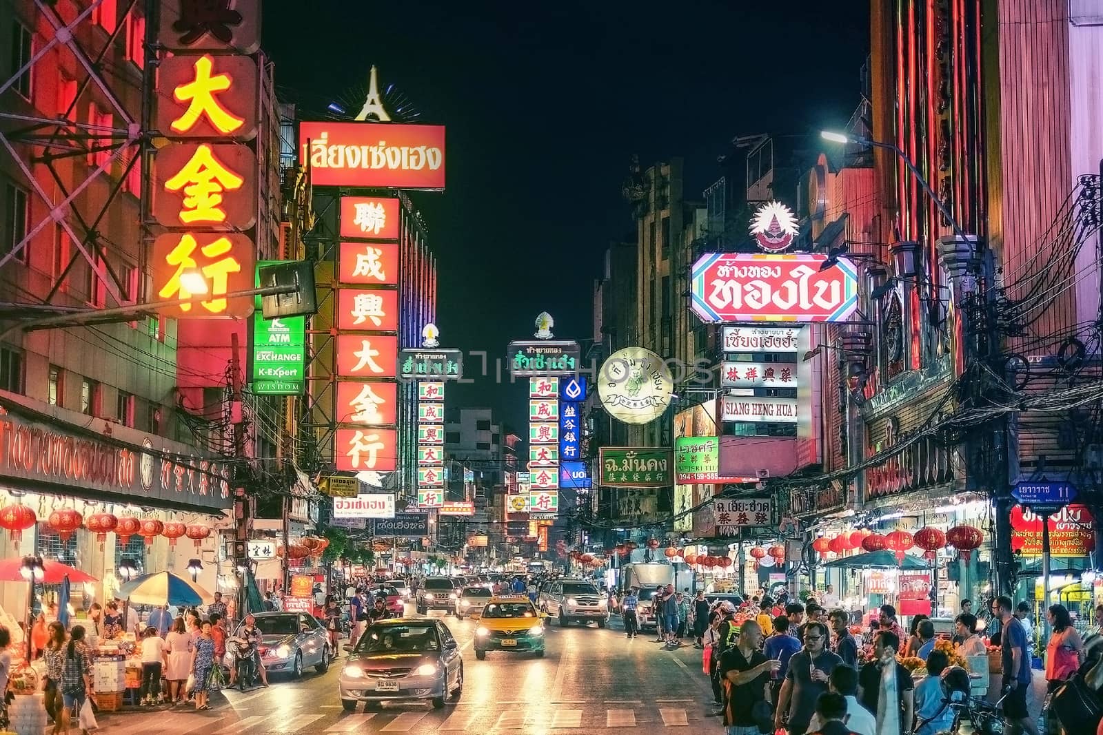 CHINATOWN, BANGKOK, THAILAND - 9 JANUARY, 2016: Cars and shops by Surasak