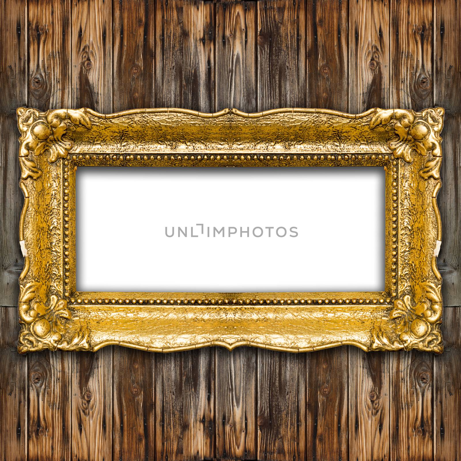 Big Retro Old Gold Picture Frame with white space inside, mockup by adamr