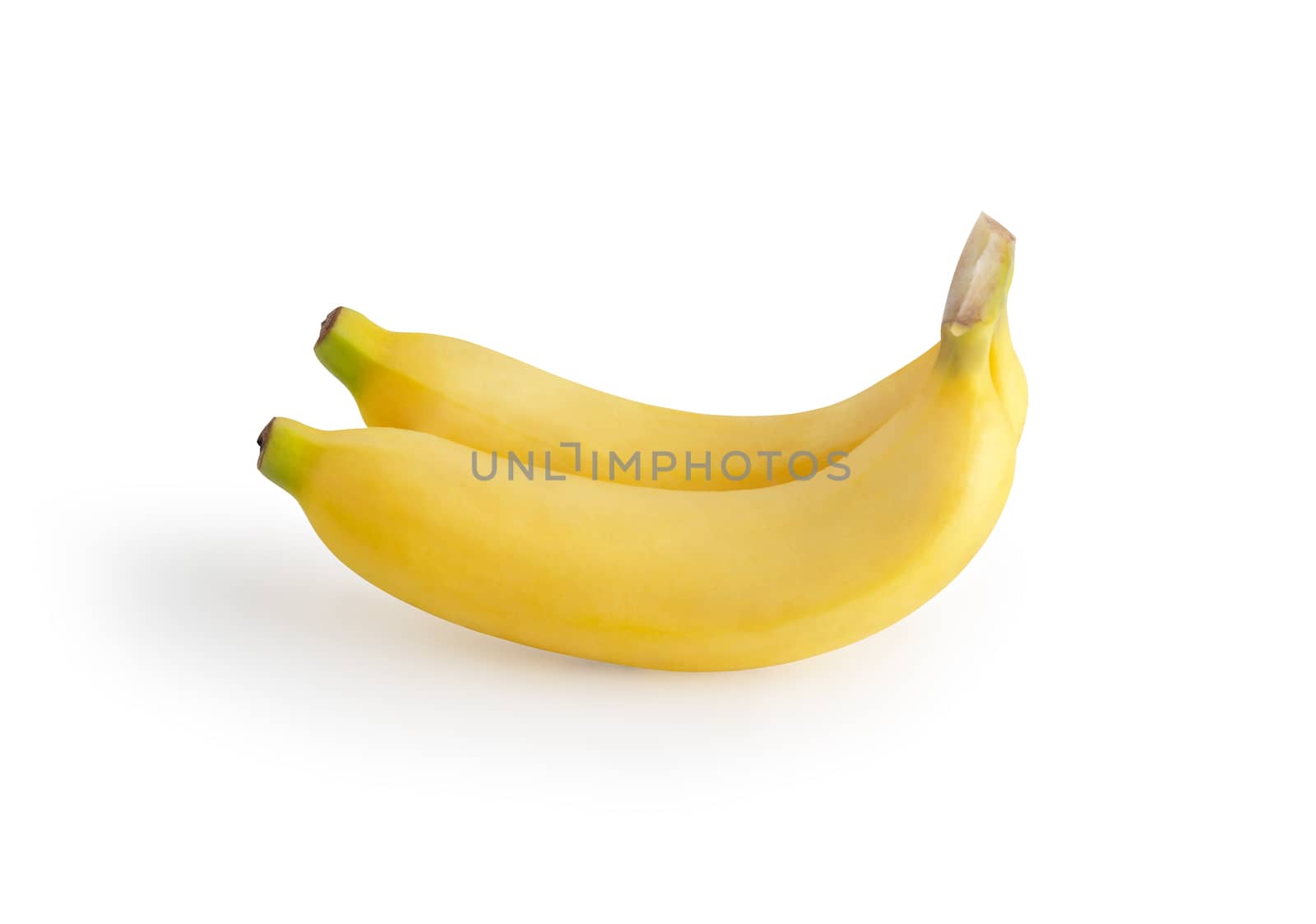 Ripe two bananas isolated on the white background with clipping paths