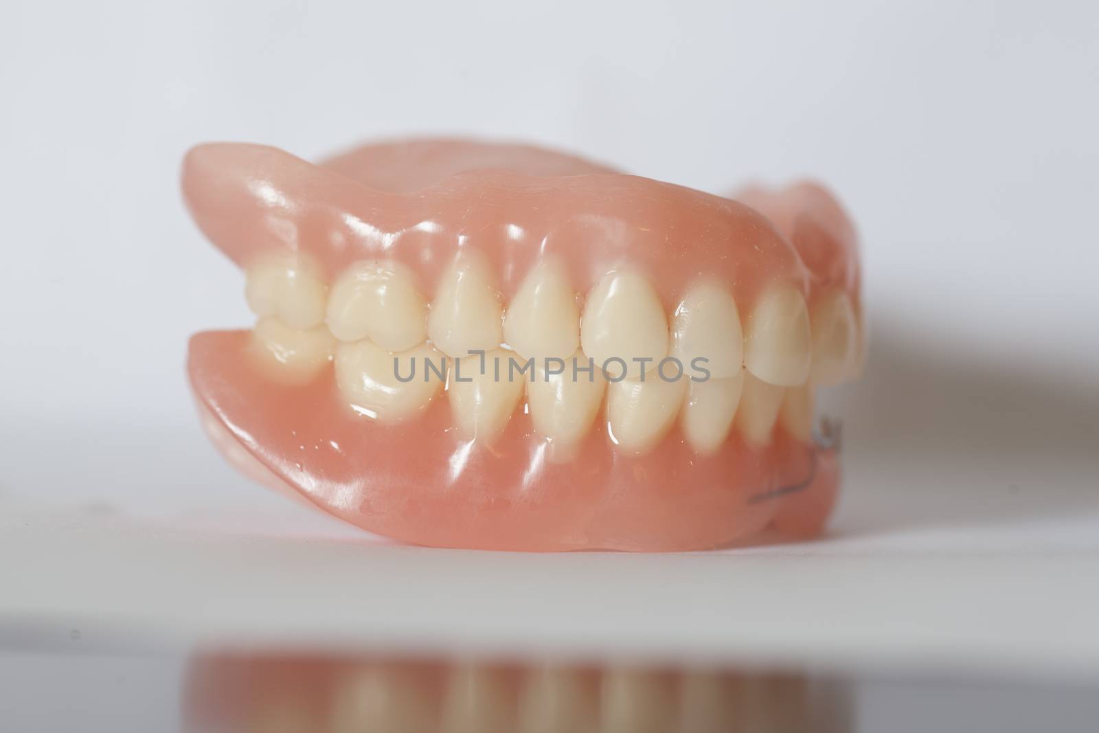 Medical denture on white table  by adamr