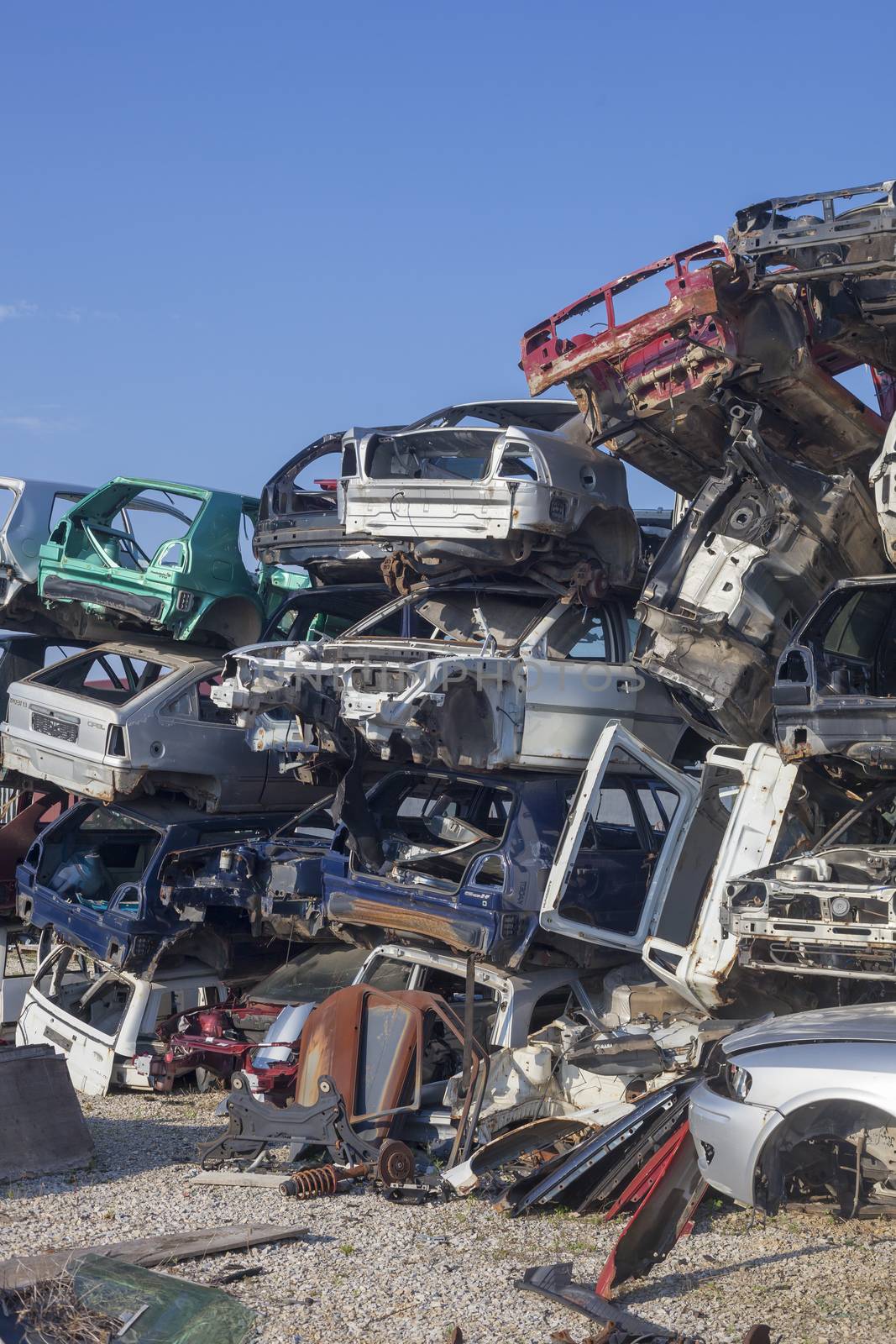 Damaged old cars are waiting for recycling by adamr