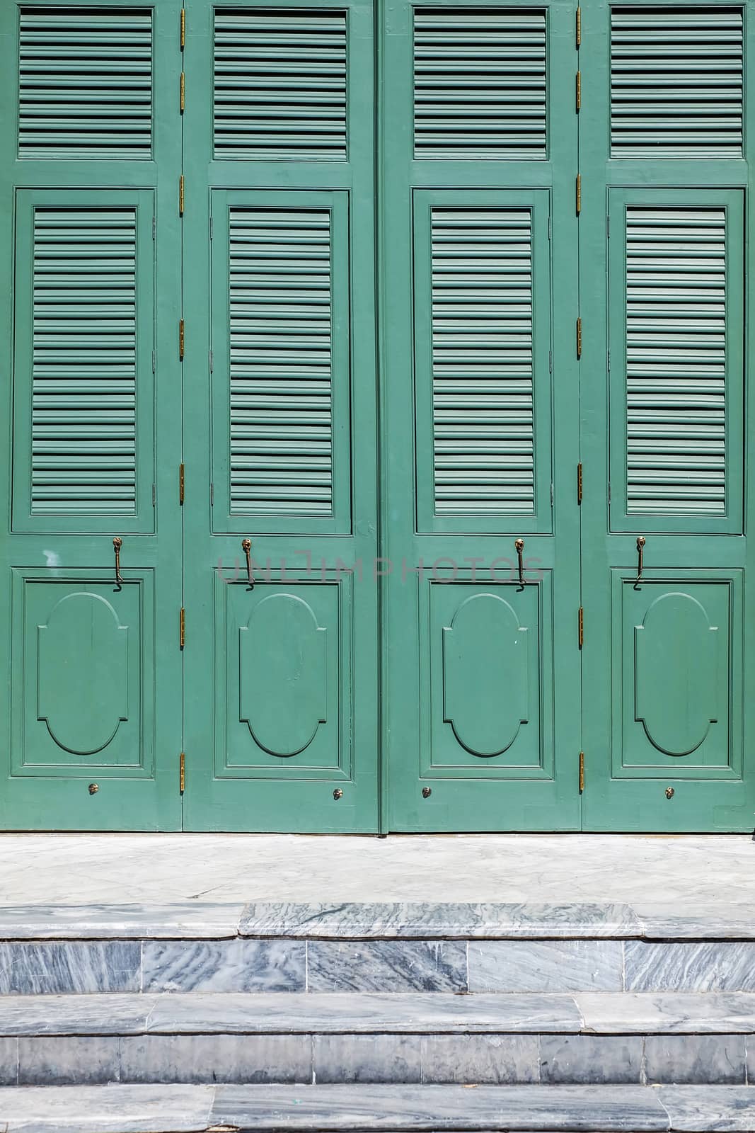 Old Green vintage door by Surasak