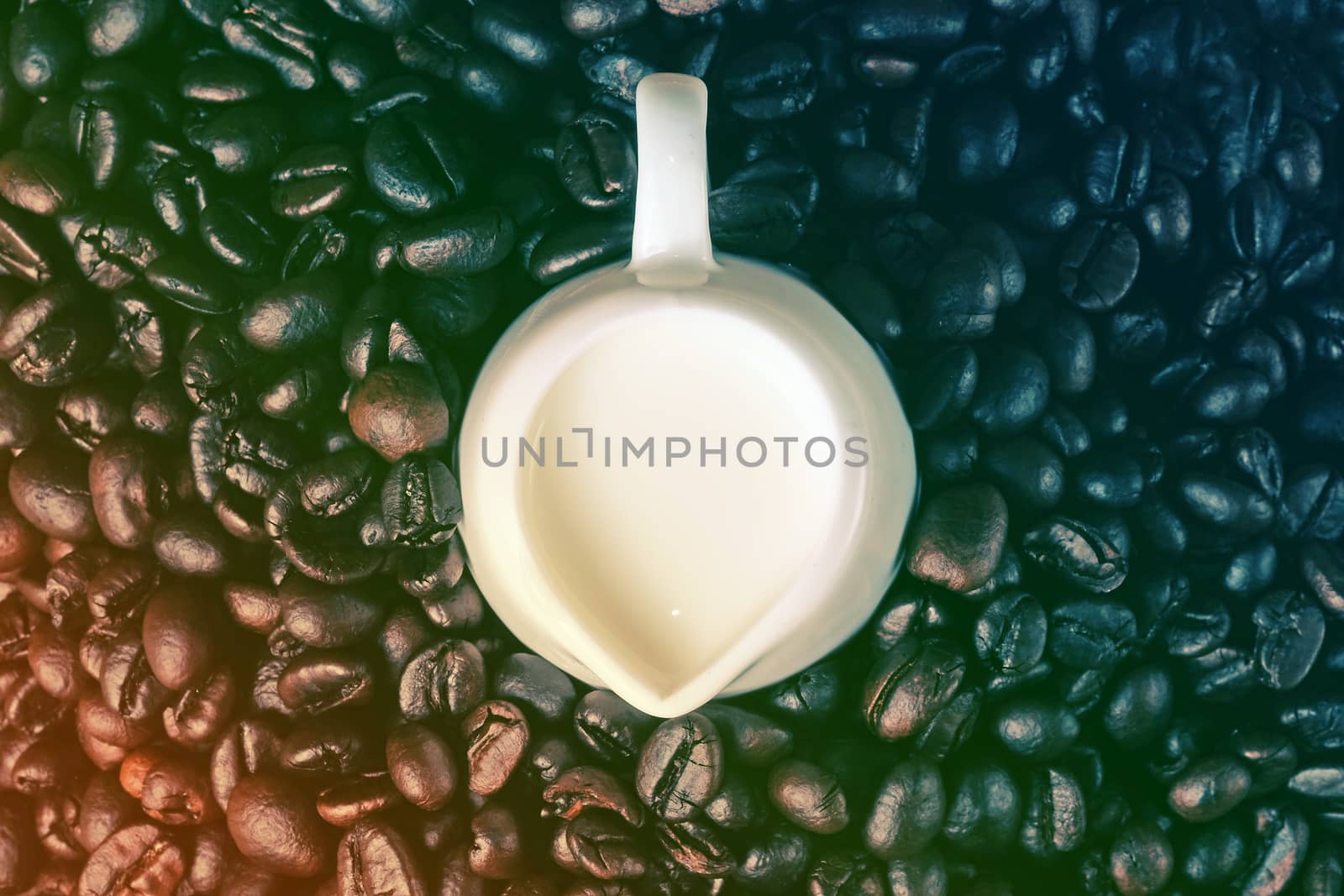 Capucino art coffee on Coffee beans background