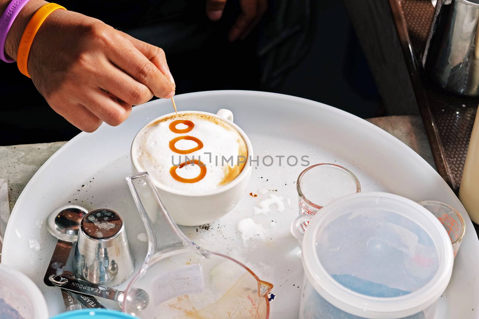 Process of preparation of coffee, a closeup. by Surasak