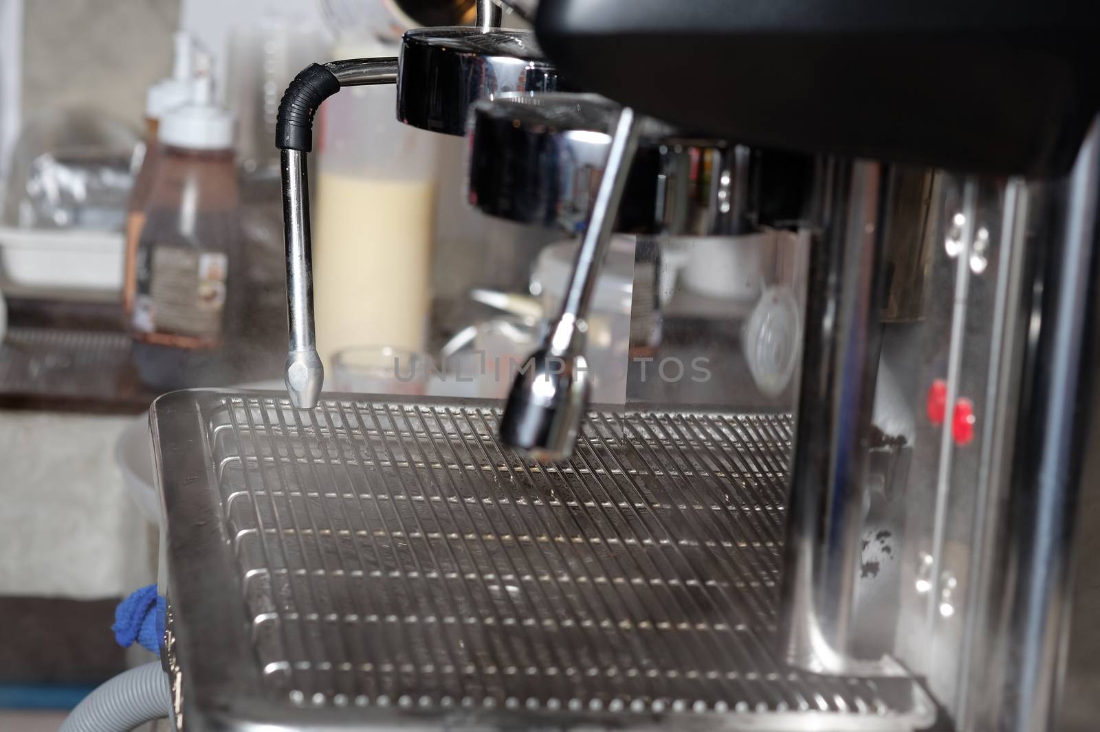 Process of preparation of coffee, a closeup.