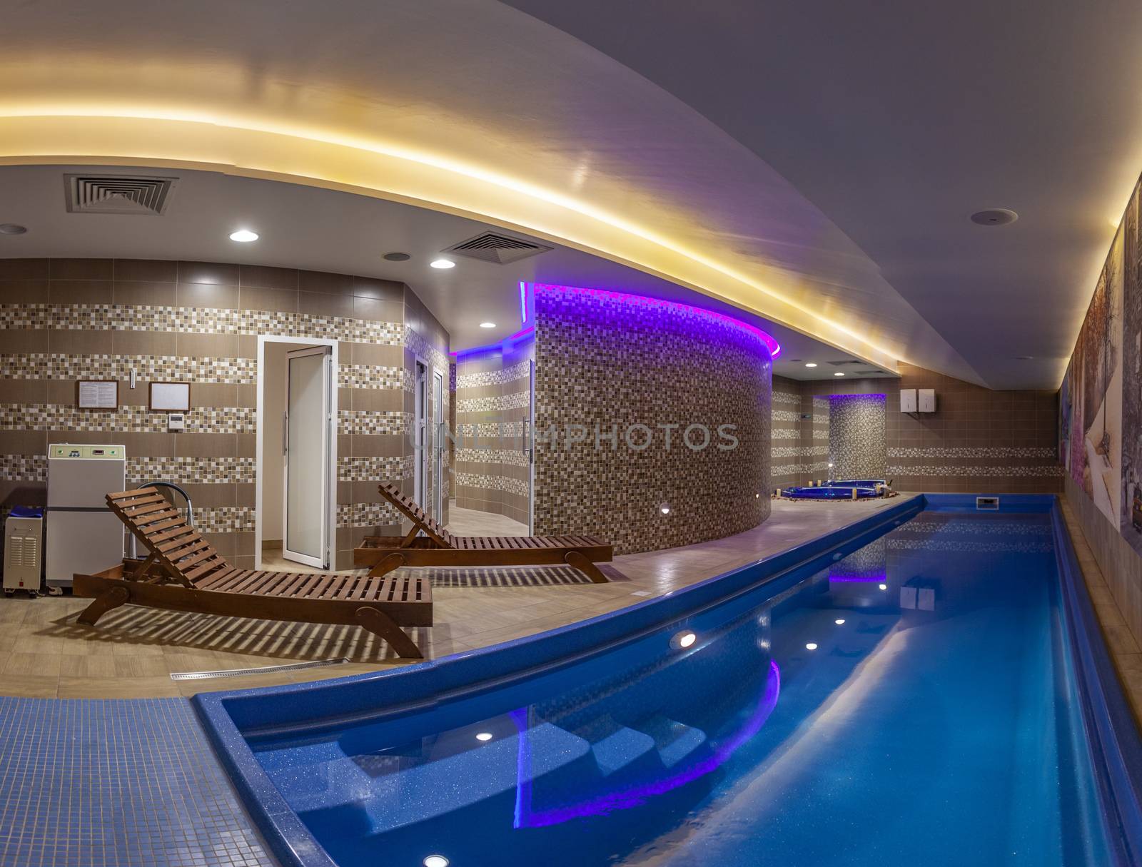 Indoor Pool and Tub in Modern Luxuty Spa Center by adamr