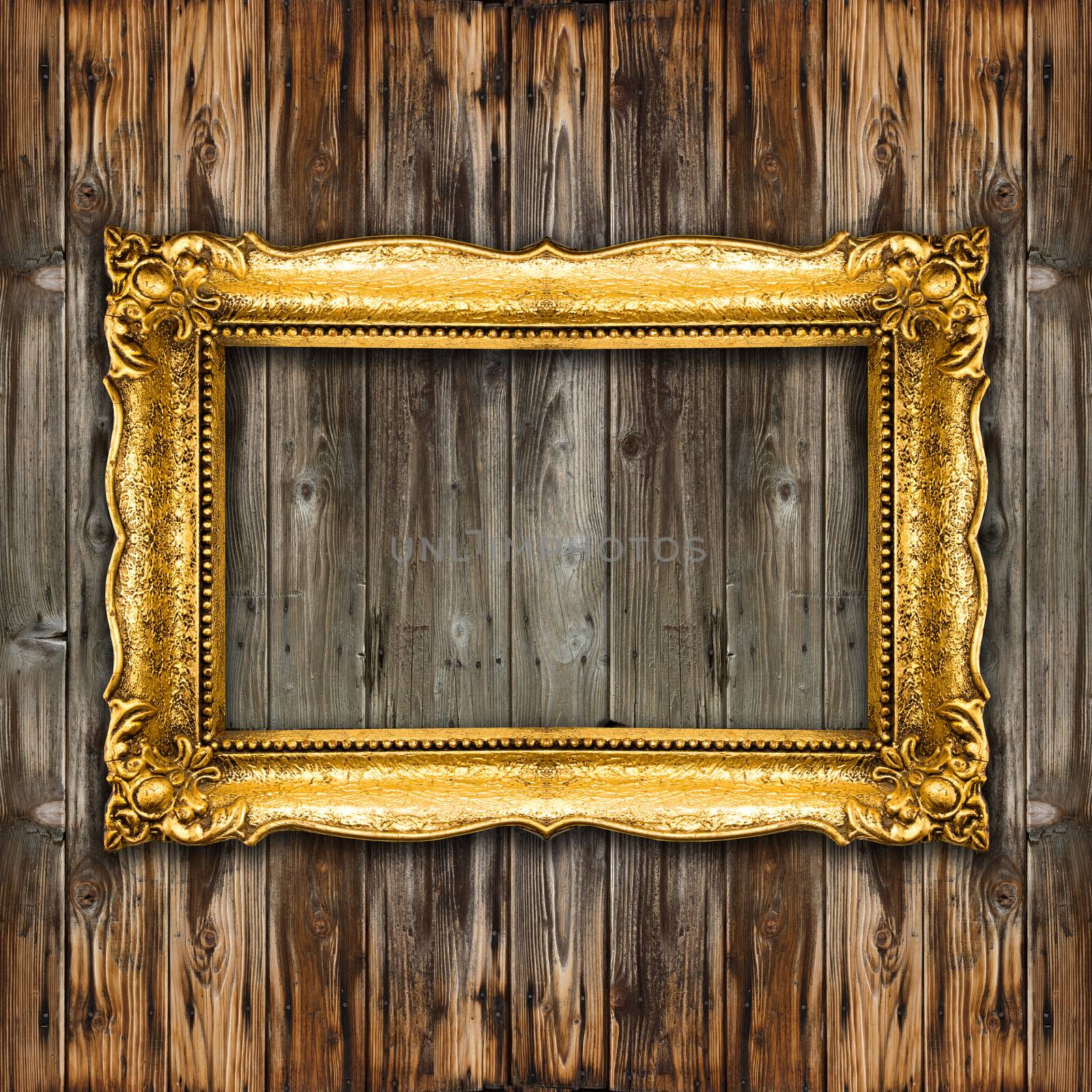 Big Old Picture Frame on wooden baclground