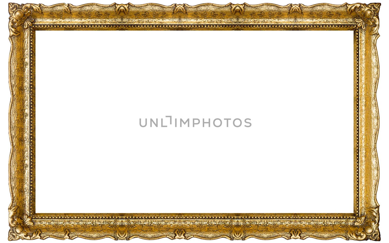 Verry Big Old Gold picture frame, isolated on white - extra large file and quality - 90mpx