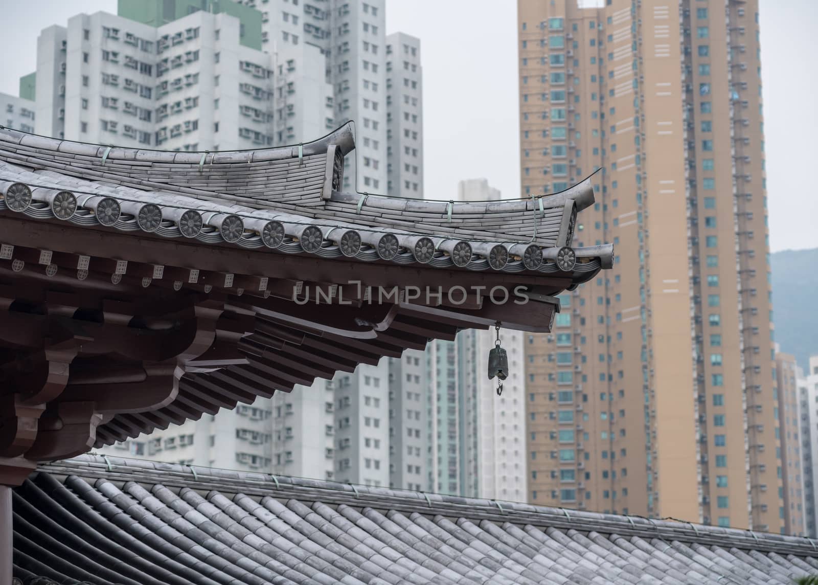 Temple in the Nan Lian Garden by Chi Lin Nunnery in Hong Kong