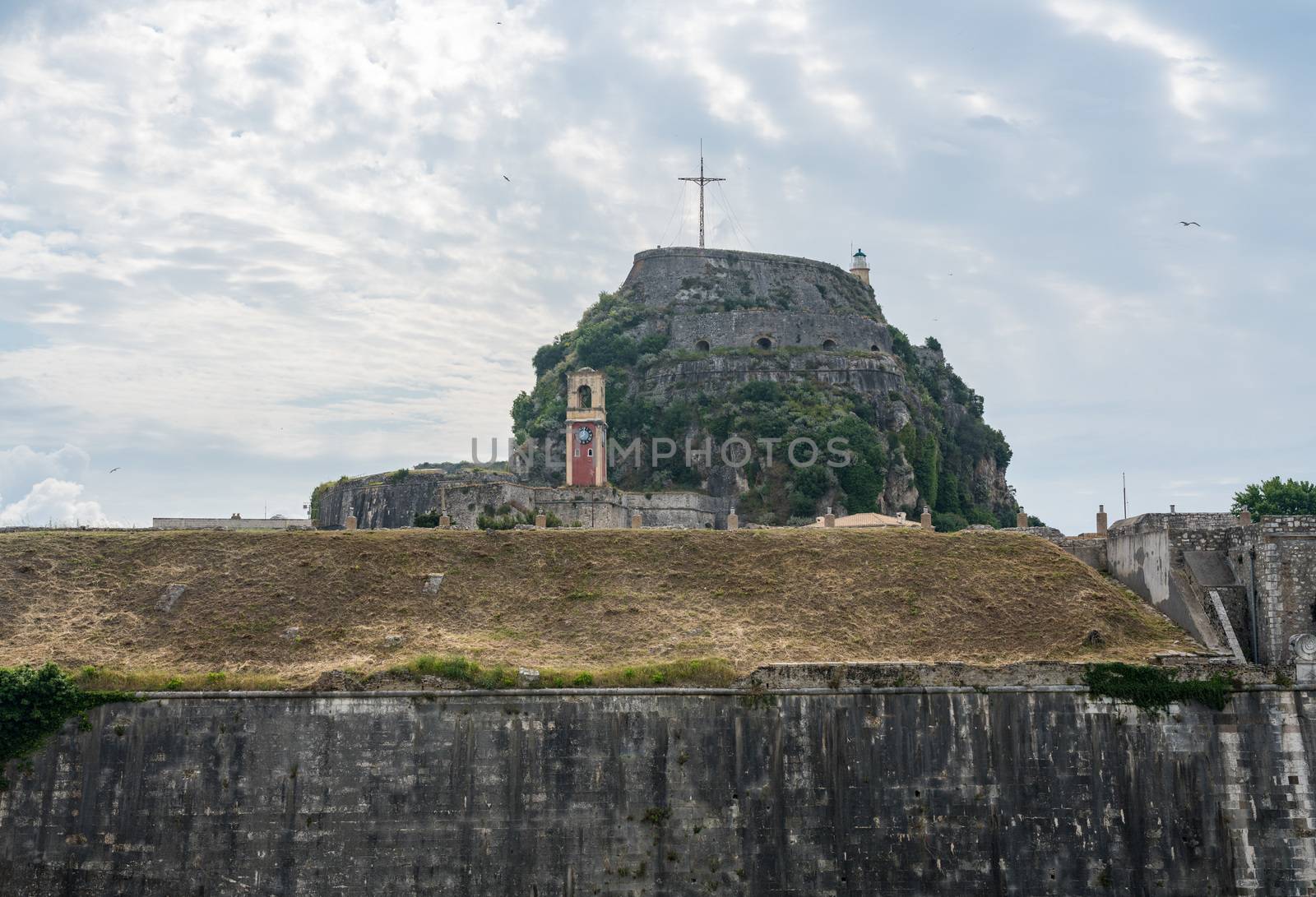 Walls surrounding Old Fortress in the town of Corfu