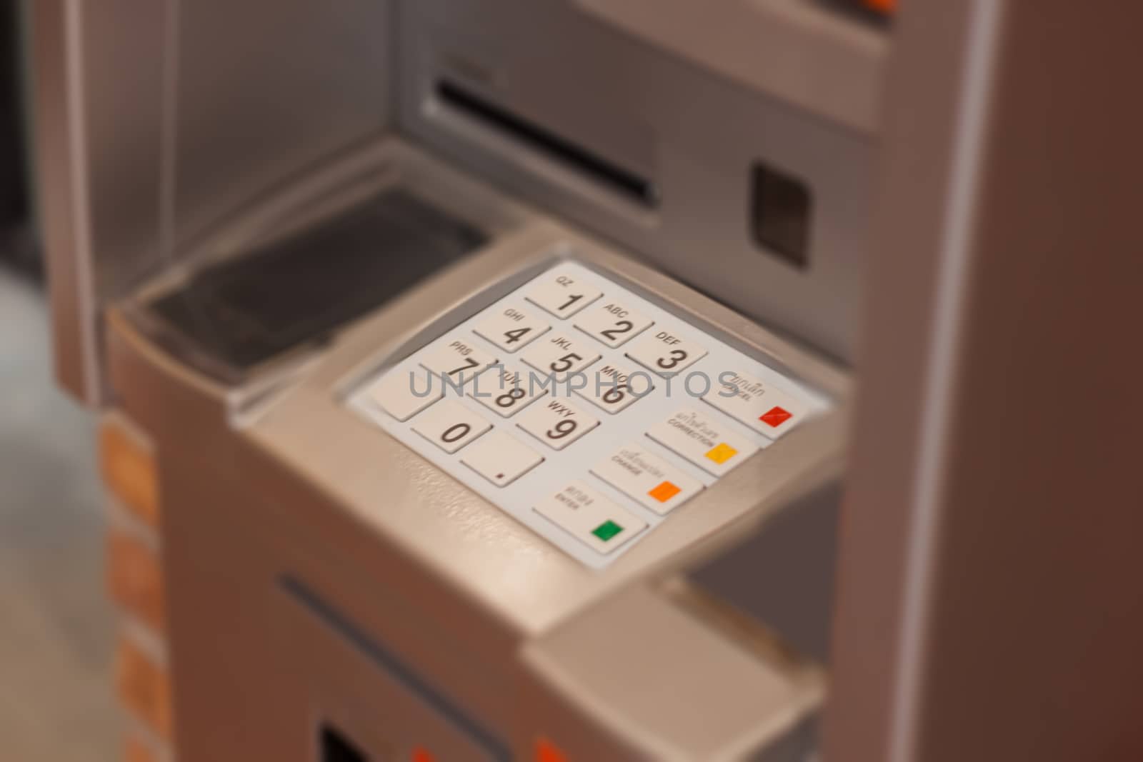 Close up at Automated Teller Machine by punsayaporn