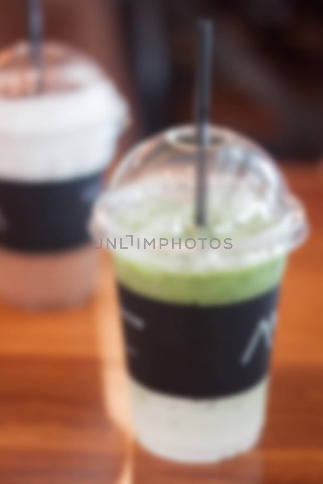 Iced matcha green tea latte by punsayaporn
