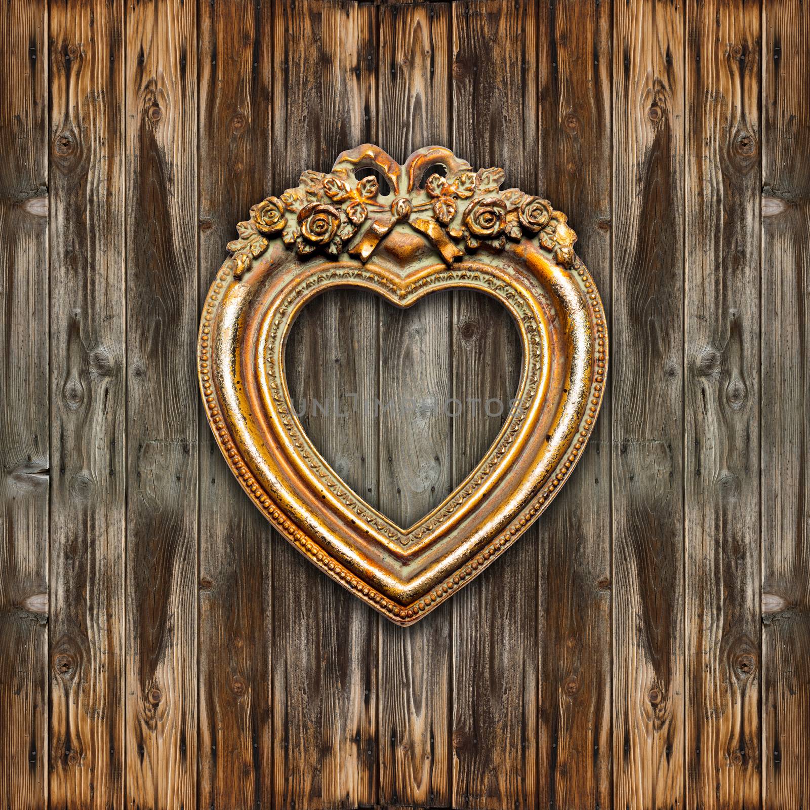 Big Retro Gold Heart Shape Picture Frame by adamr