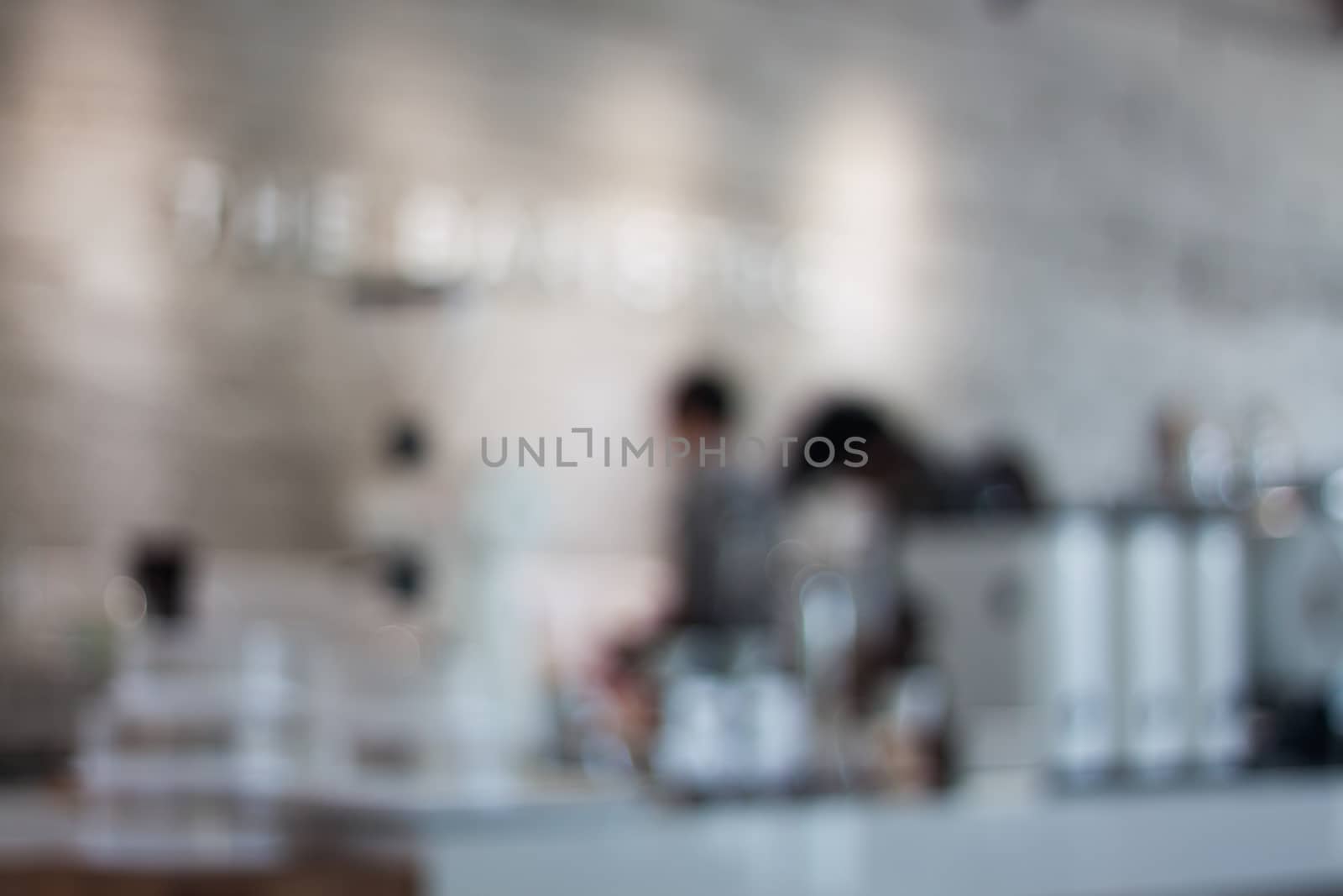 Coffee shop blurred background with bokeh by punsayaporn