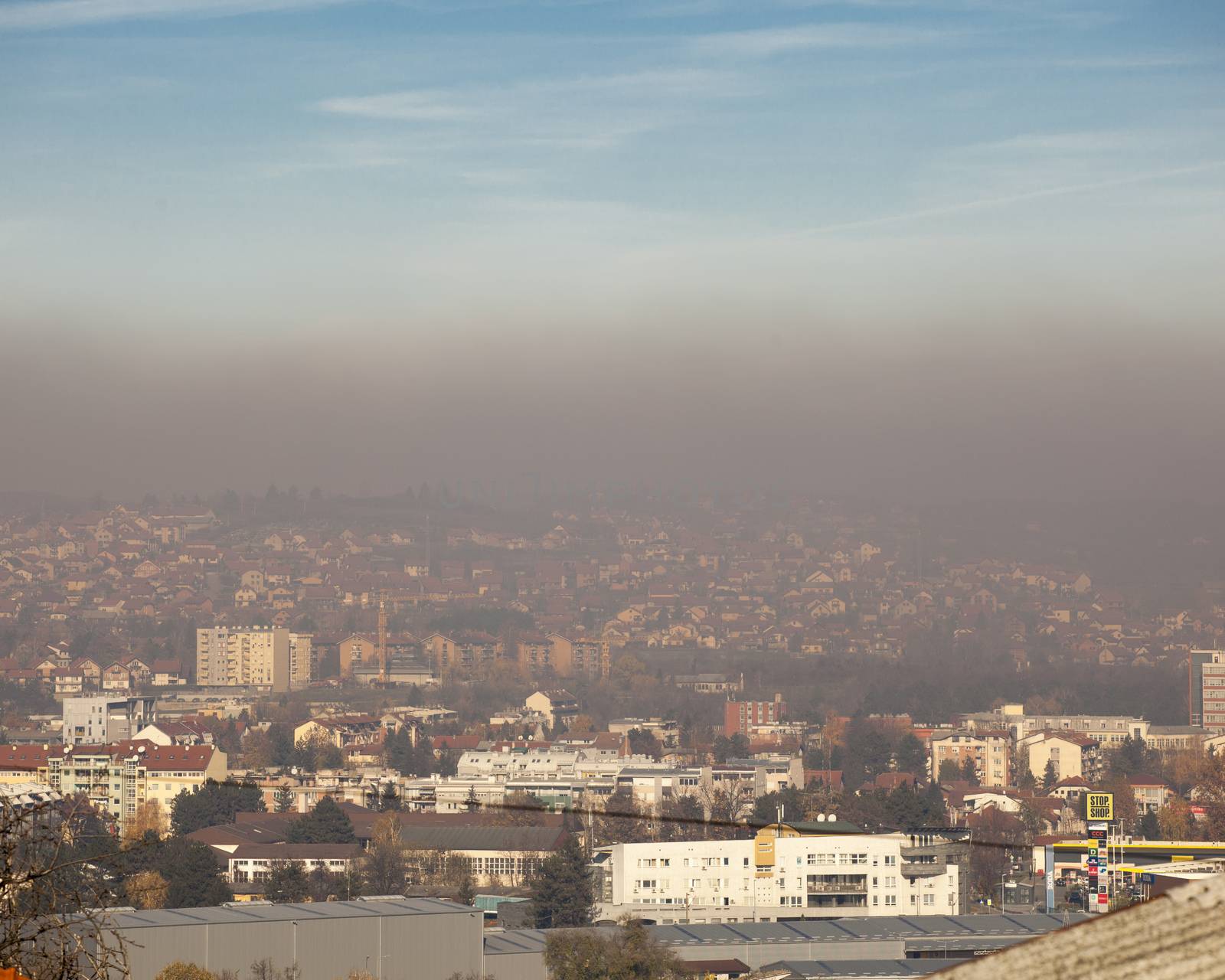 Smog and airpoluton air polution, Europe, Serbia, Valjevo city