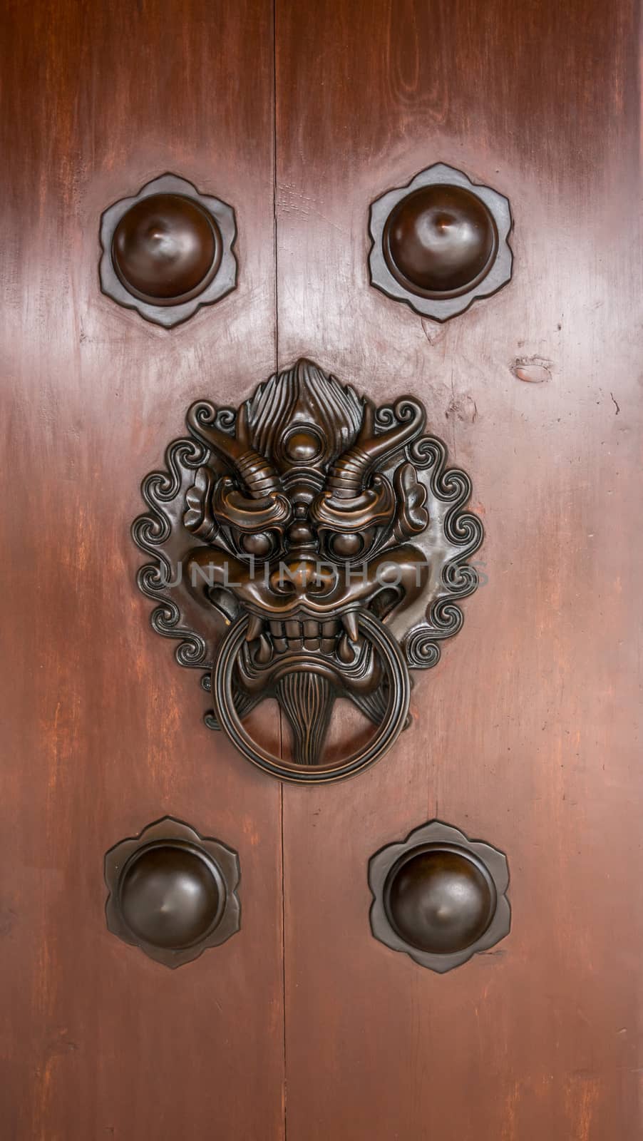 Dragon shaped door knocker in Chi Lin Nunnery by steheap