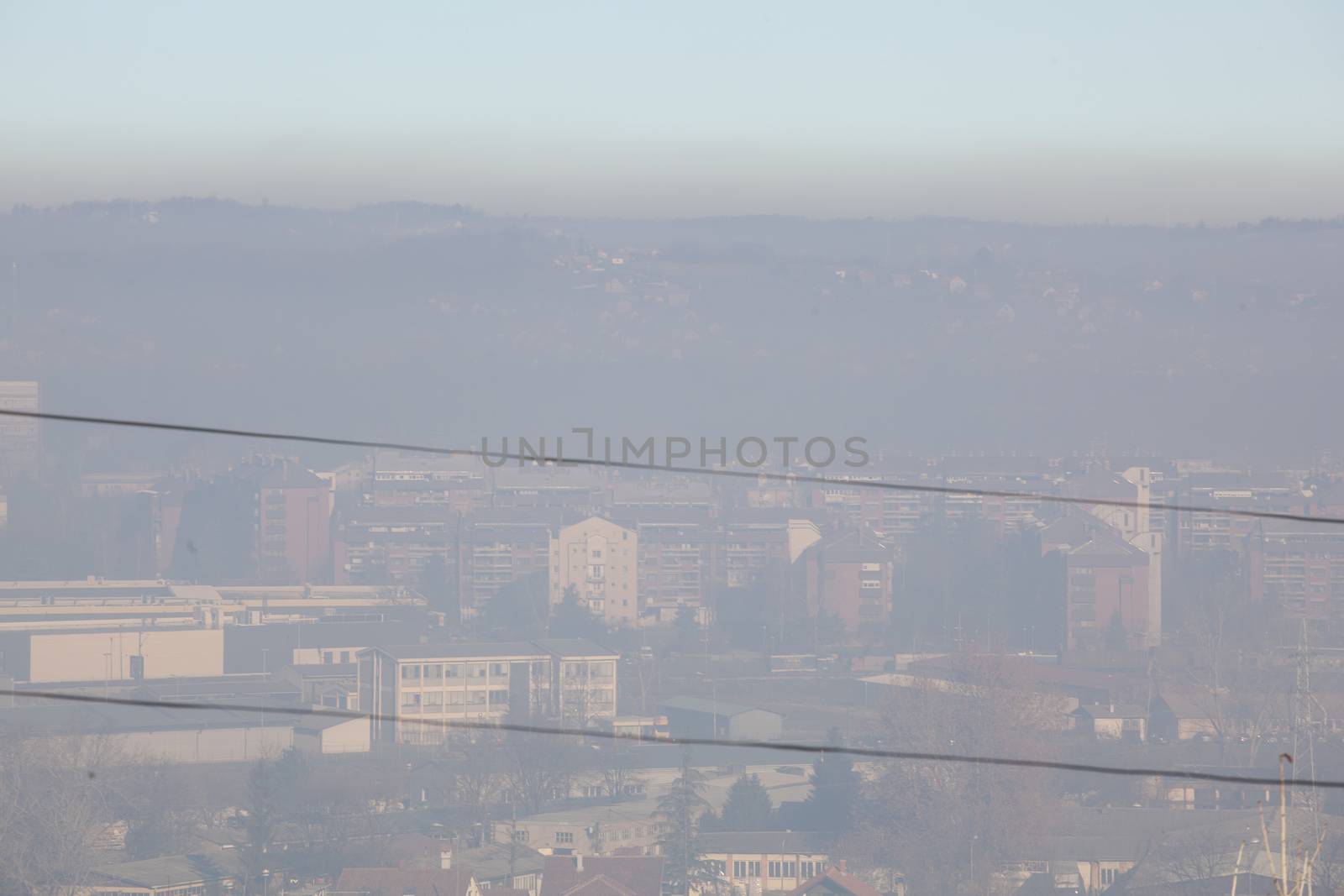 Smog and airpoluton air polution, Europe, Serbia, Valjevo city