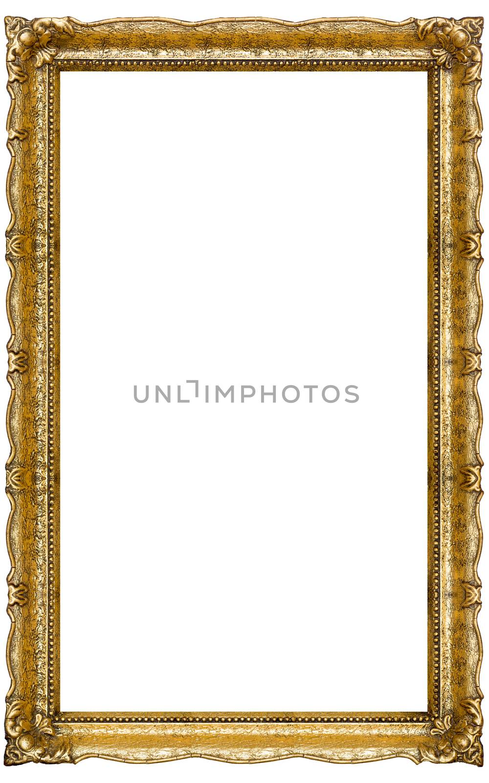 Verry Big Old Gold picture frame, isolated on white - extra large file and quality - 90mpx