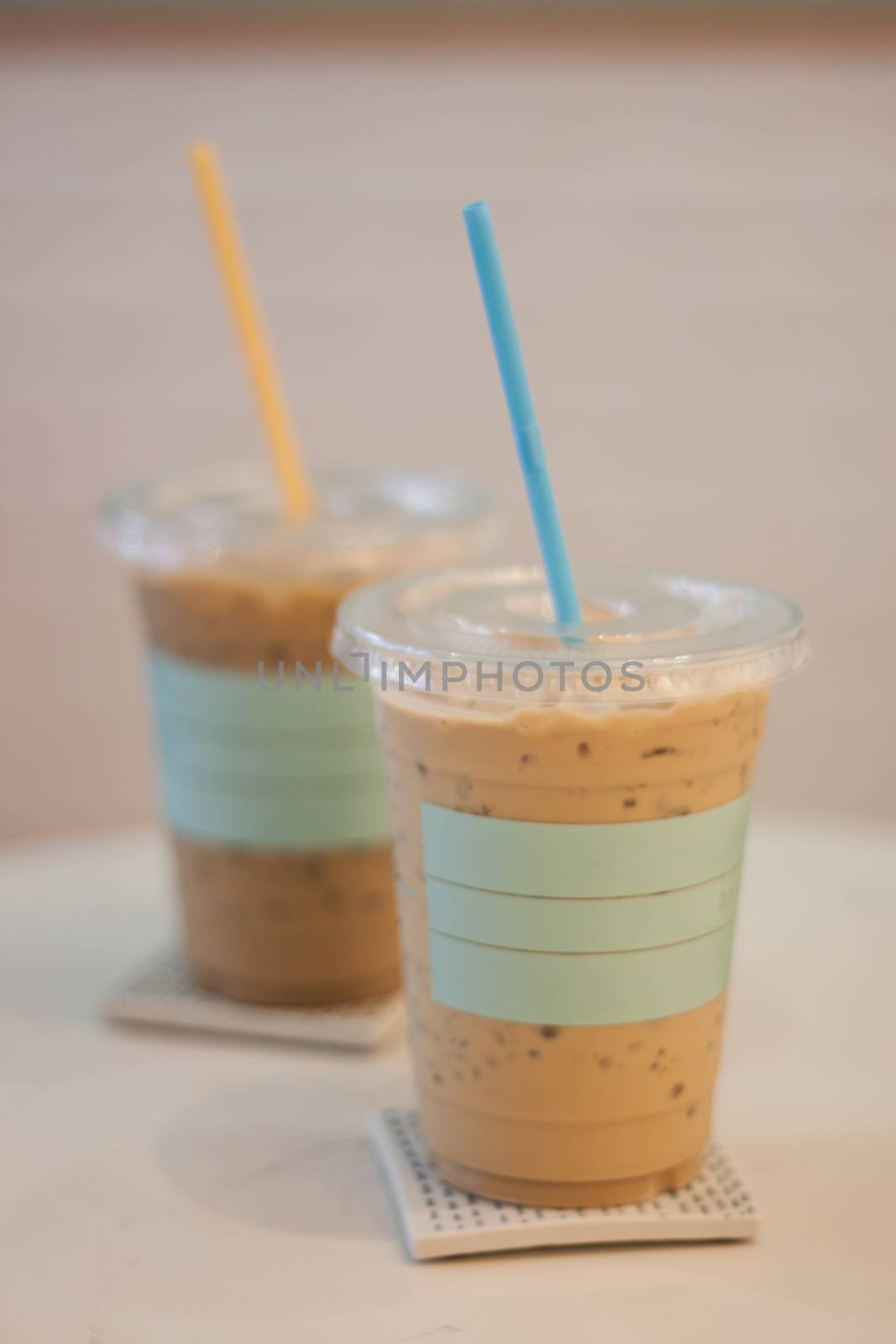 Iced coffee in coffee shop, stock photo