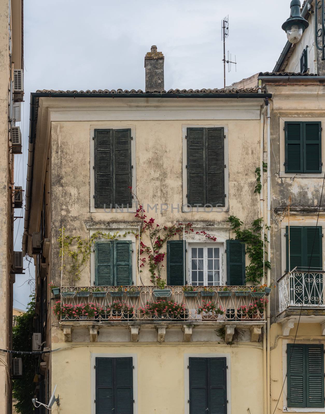 Old house in Liston plaza by Spianada square in Old Town Corfu by steheap