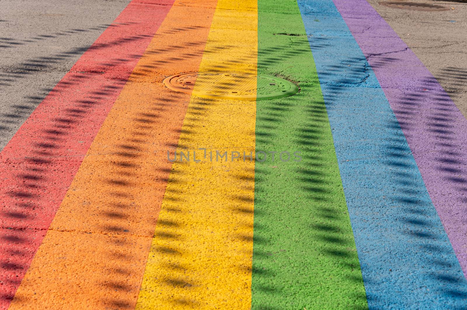 Gay rainbow crosswalk in Montreal gay village
