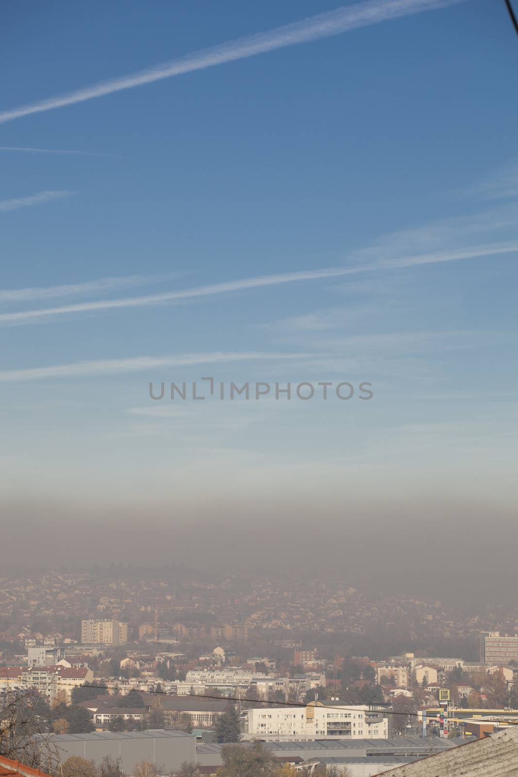 Smog and airpoluton air polution, Europe, Serbia, Valjevo city