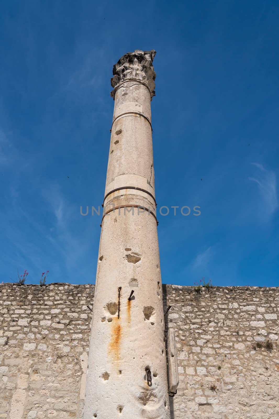 Pillar of Shame in the ancient old town of Zadar in Croatia