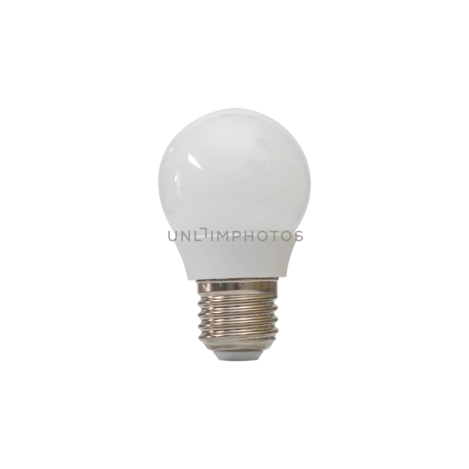 Close up of white light bulb isolated on white  background.