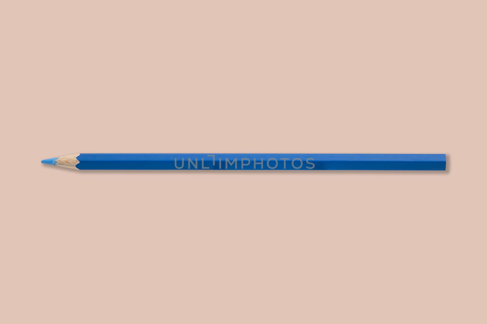 Blue color pencil on white background.