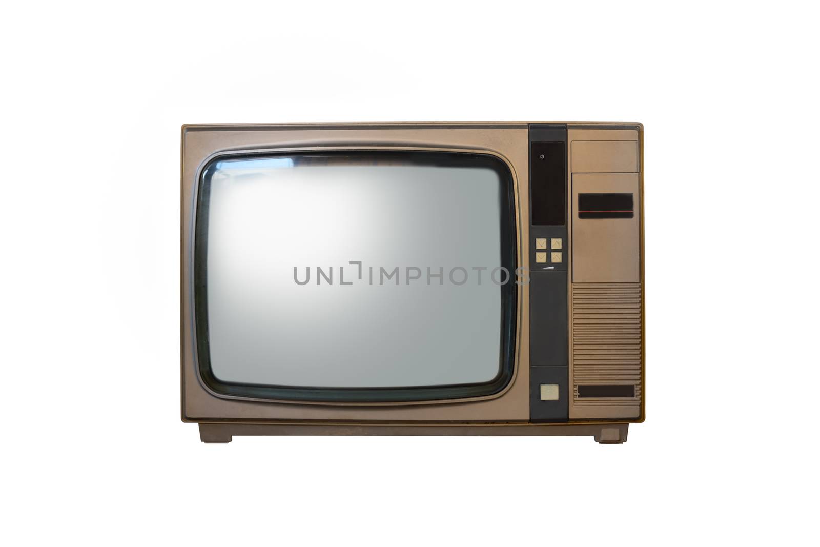 Retro old television from 80s isolated on white background. by feelartfeelant