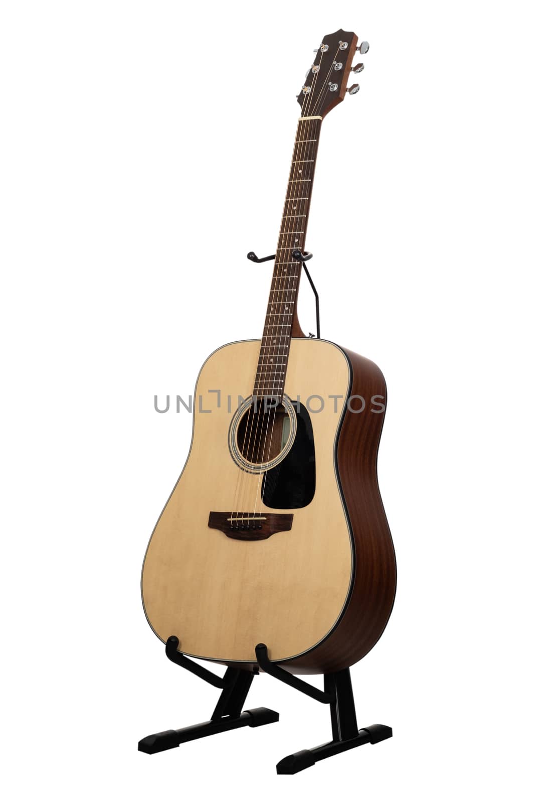Standing Guitar on white background.