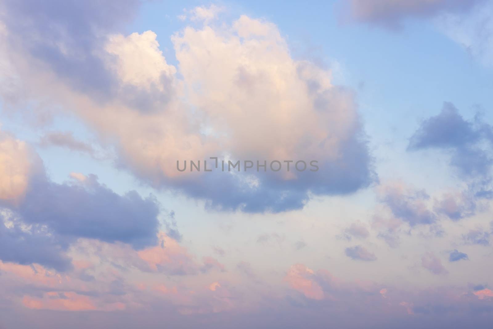 Pink and blue pastel sky colors, nature abstract background.
