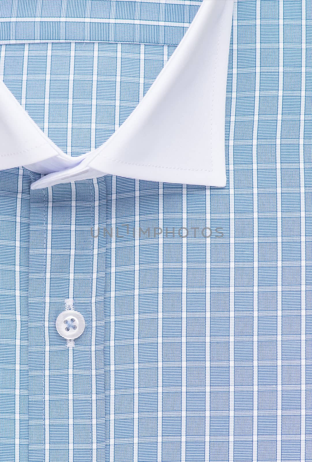 checkered shirt, detailed close-up collar and button, top view