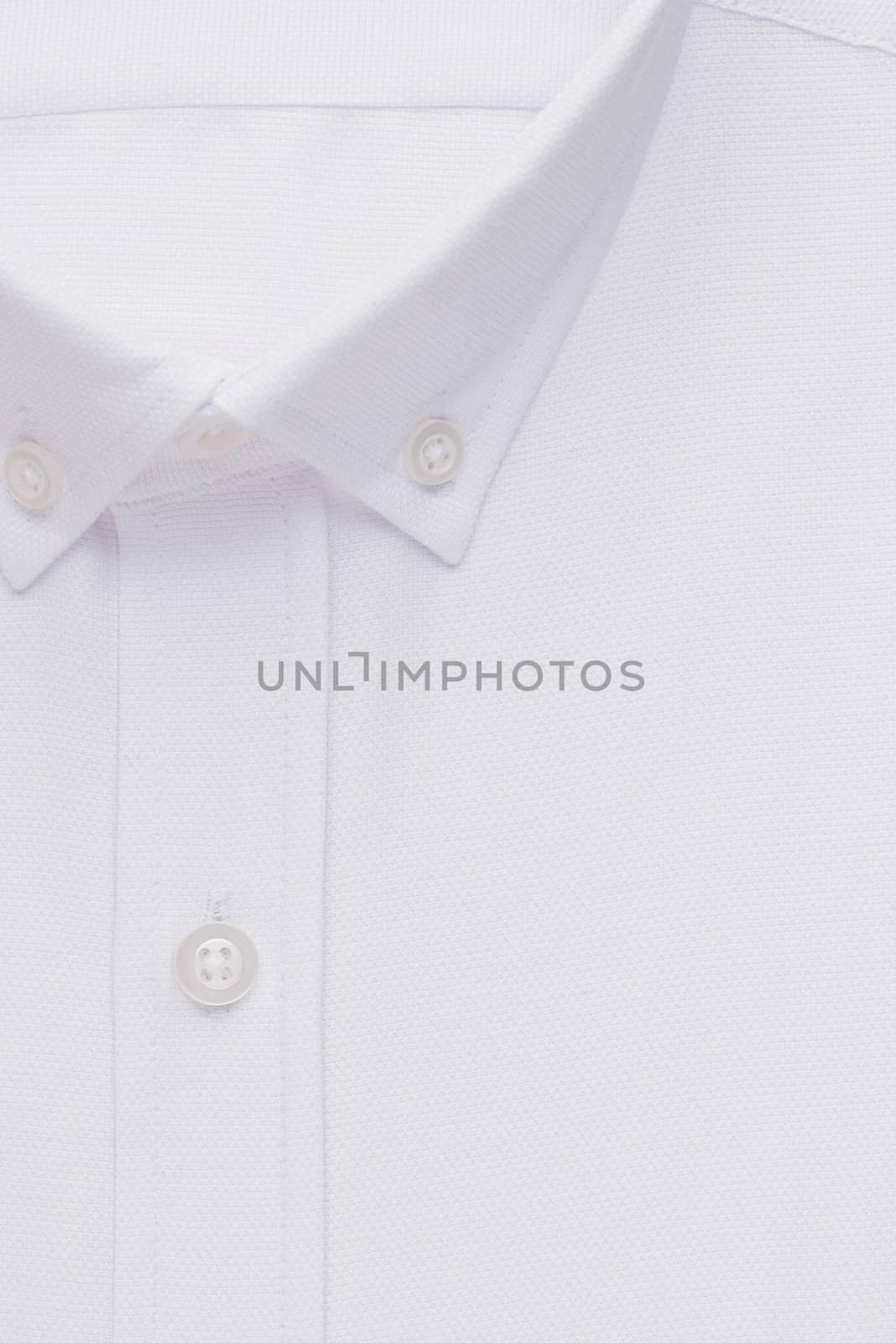 white shirt, detailed close-up collar and button, top view