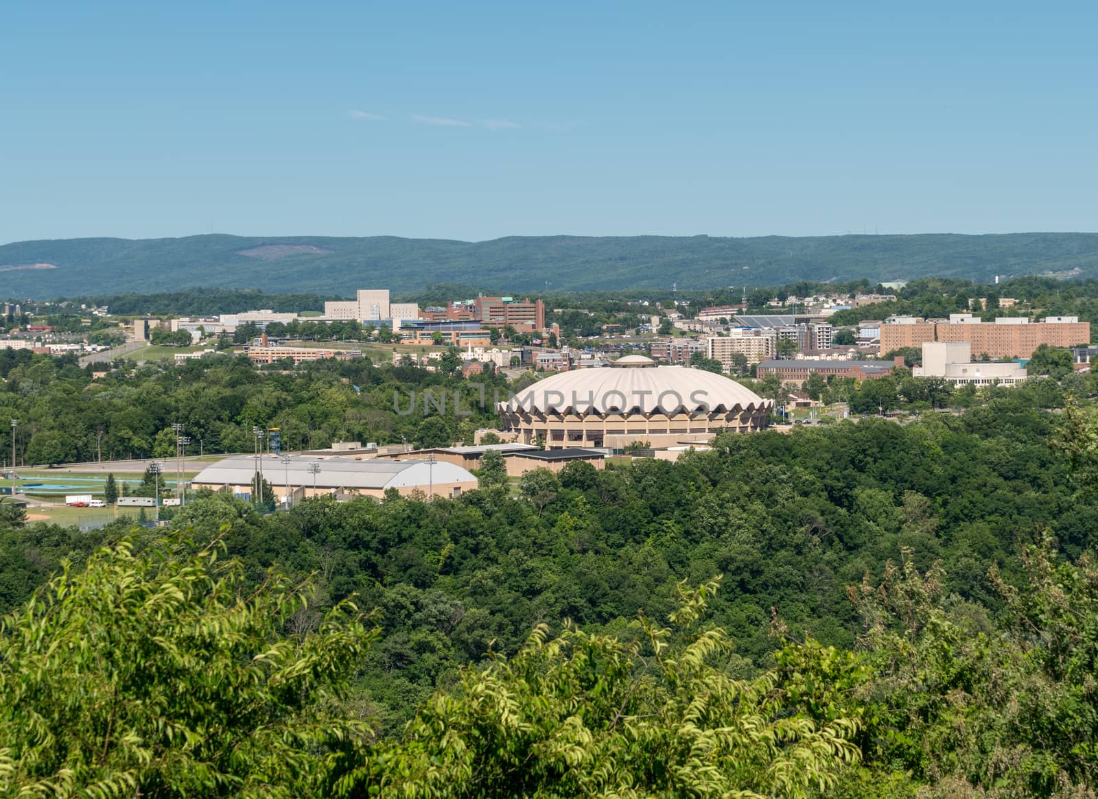 WVU Coliseum Arena in Morgantown WV and campus of West Virginia University