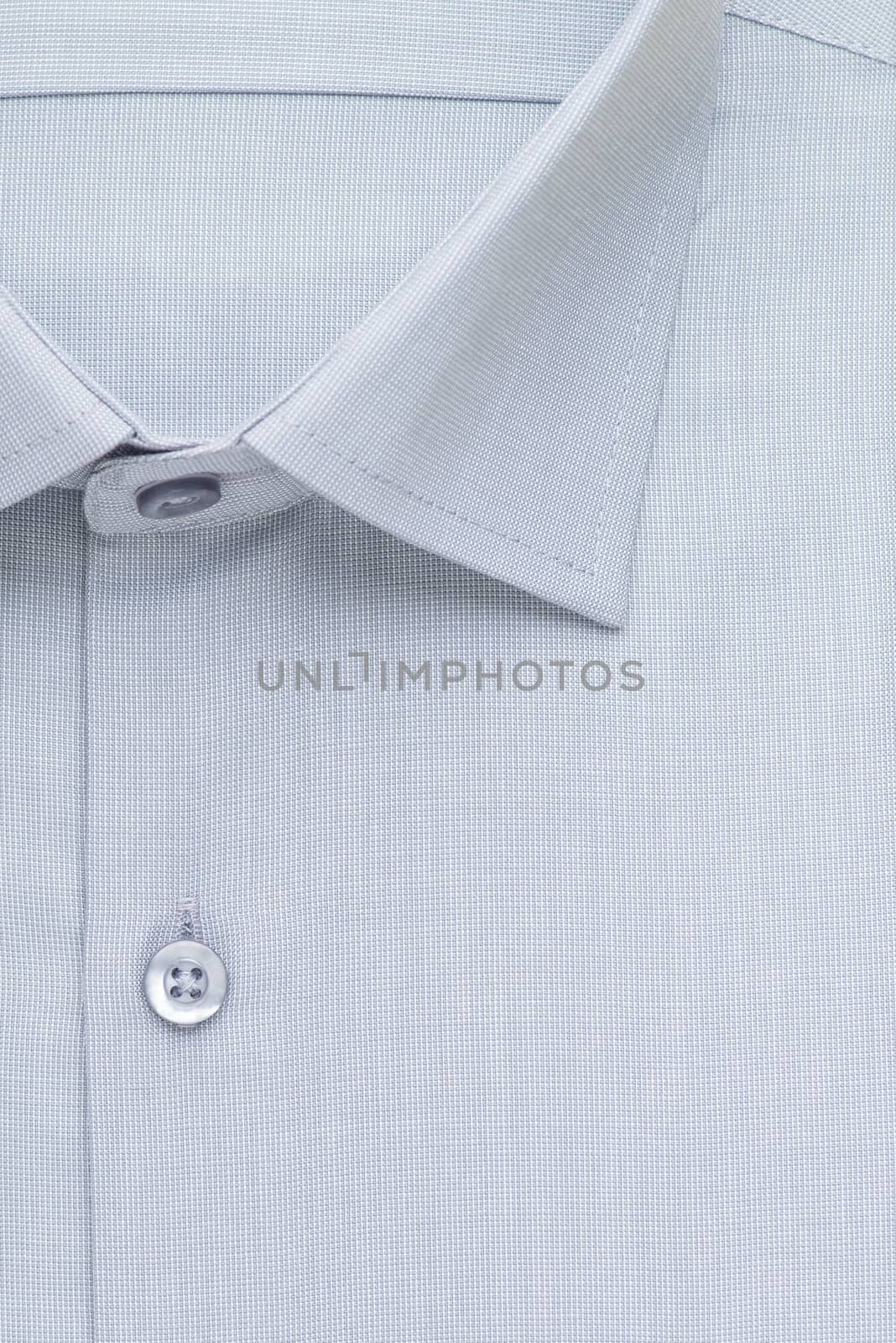 grey shirt, detailed close-up collar and button, top view