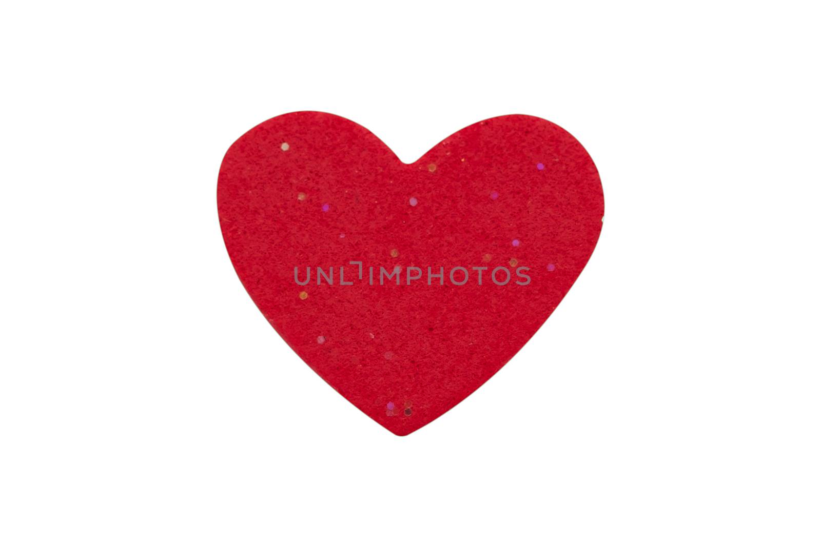 Red heart isolated on white background.