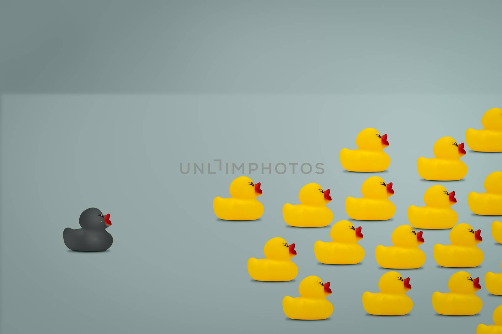 Black rubber ducks were left alone. 
Most people power concept