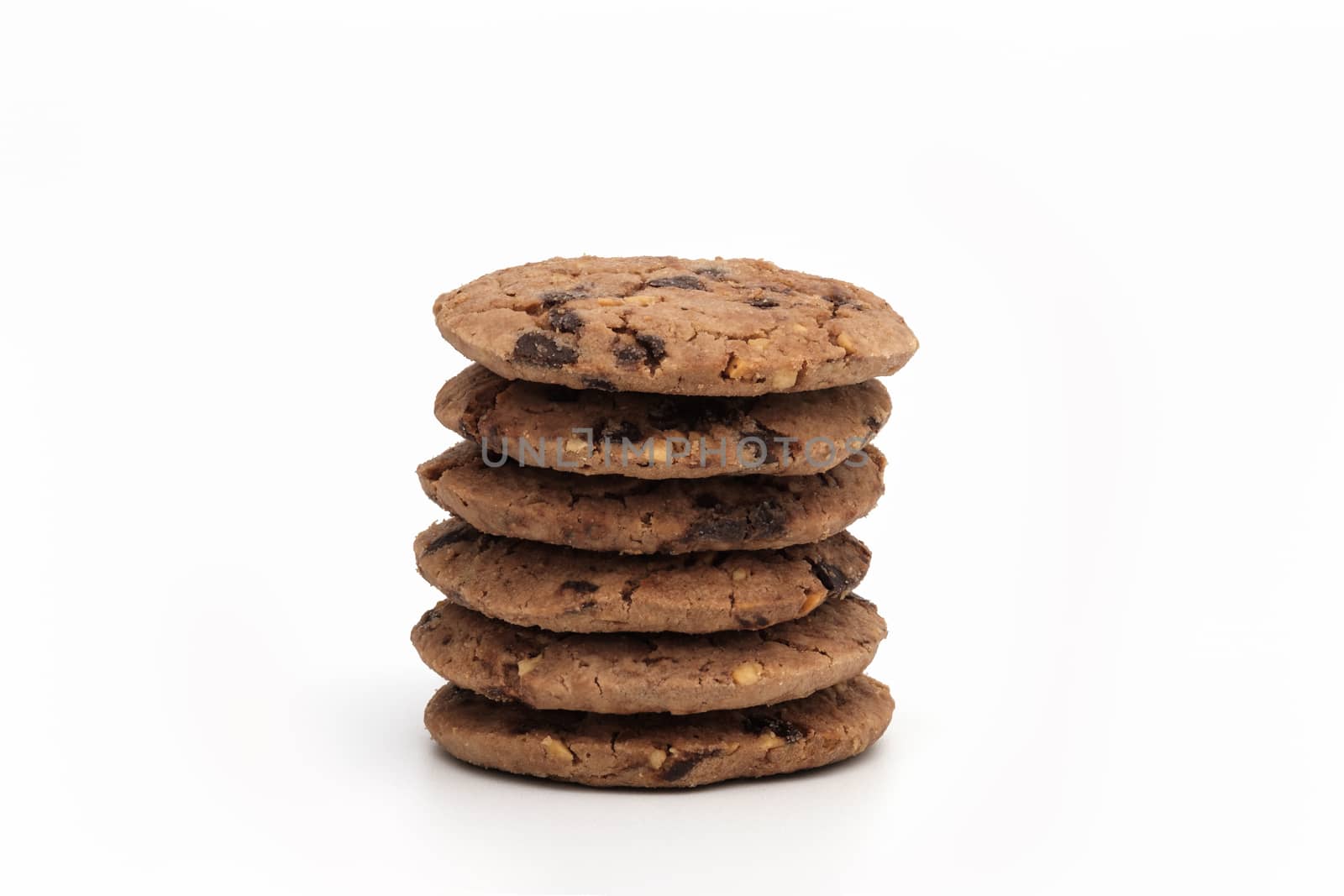 Chocolate chip cookie isolated  on white background.