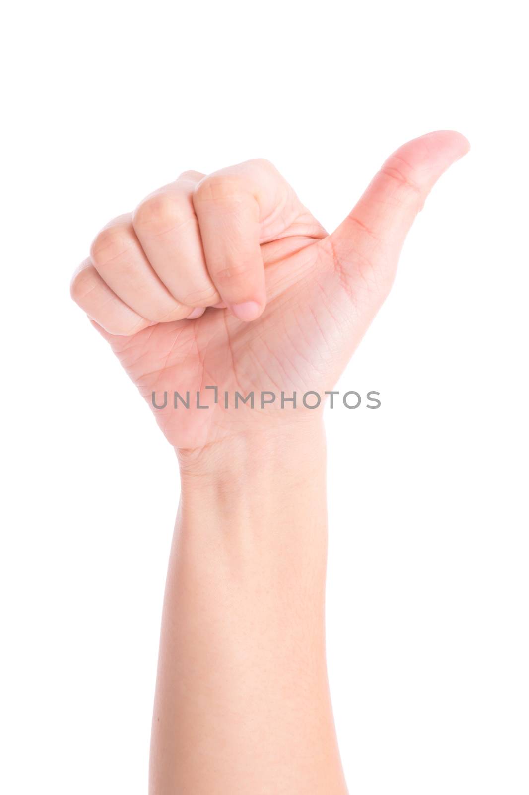 woman's hand is counting number 6 or Six isolated on white  background. The concept of hand symbols in counting numbers in order to communicate using gestures.