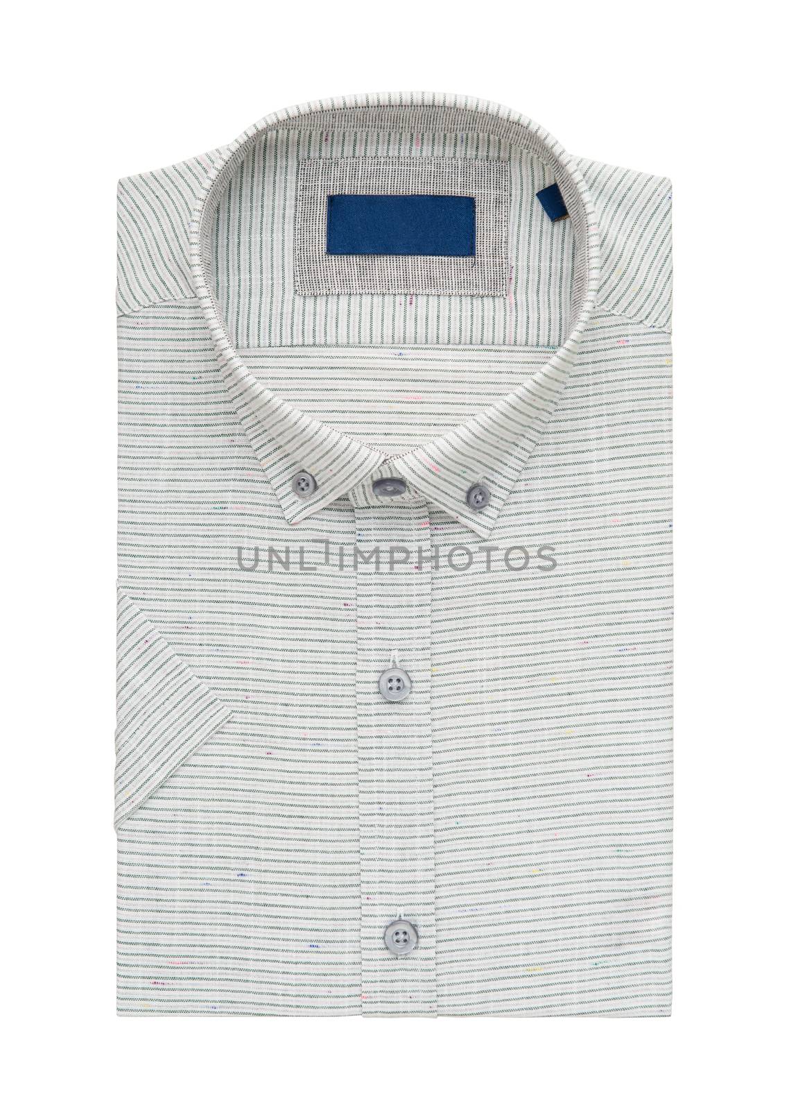 folded shirt on white background, top view