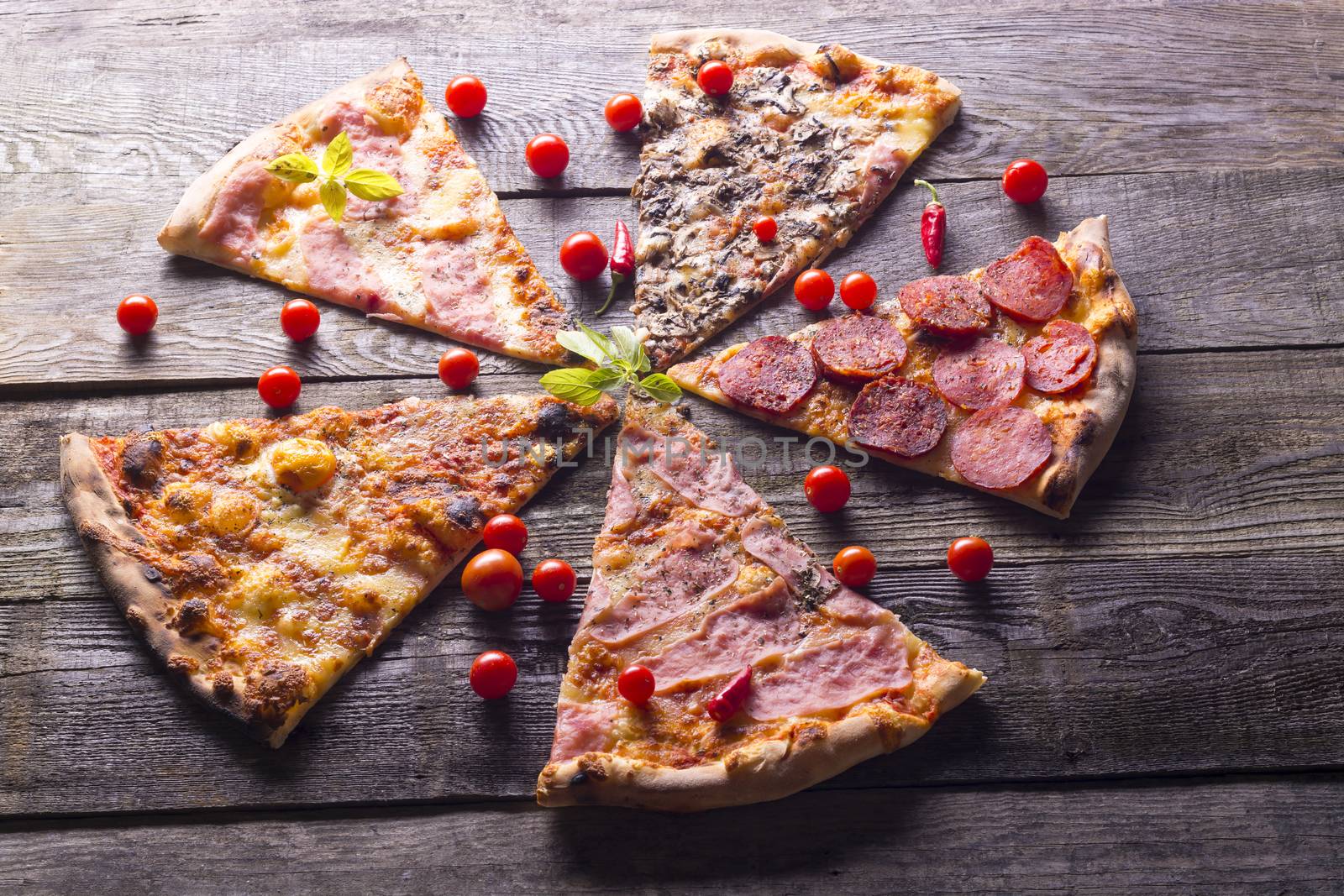 Italian food - pizza on wooden table